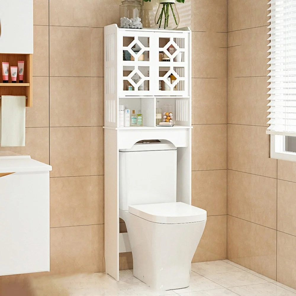 ZW0074DM-A09 Bathroom Over Toilet Storage Rack Toiletries Cleaning Supplies Organizer Cabinet - 1