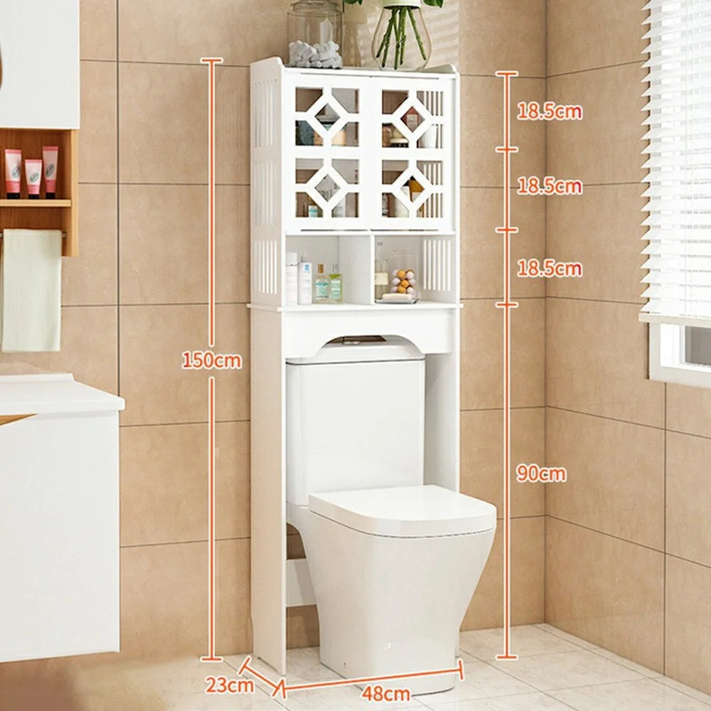 ZW0074DM-A09 Bathroom Over Toilet Storage Rack Toiletries Cleaning Supplies Organizer Cabinet - 2