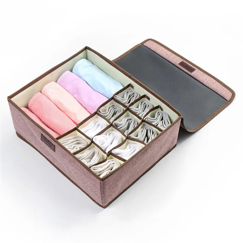 WEEKEIGHT TB-0753 Small Size 13 Grids Underwear Bras Socks Dust-proof Storage Box - Khaki - 1