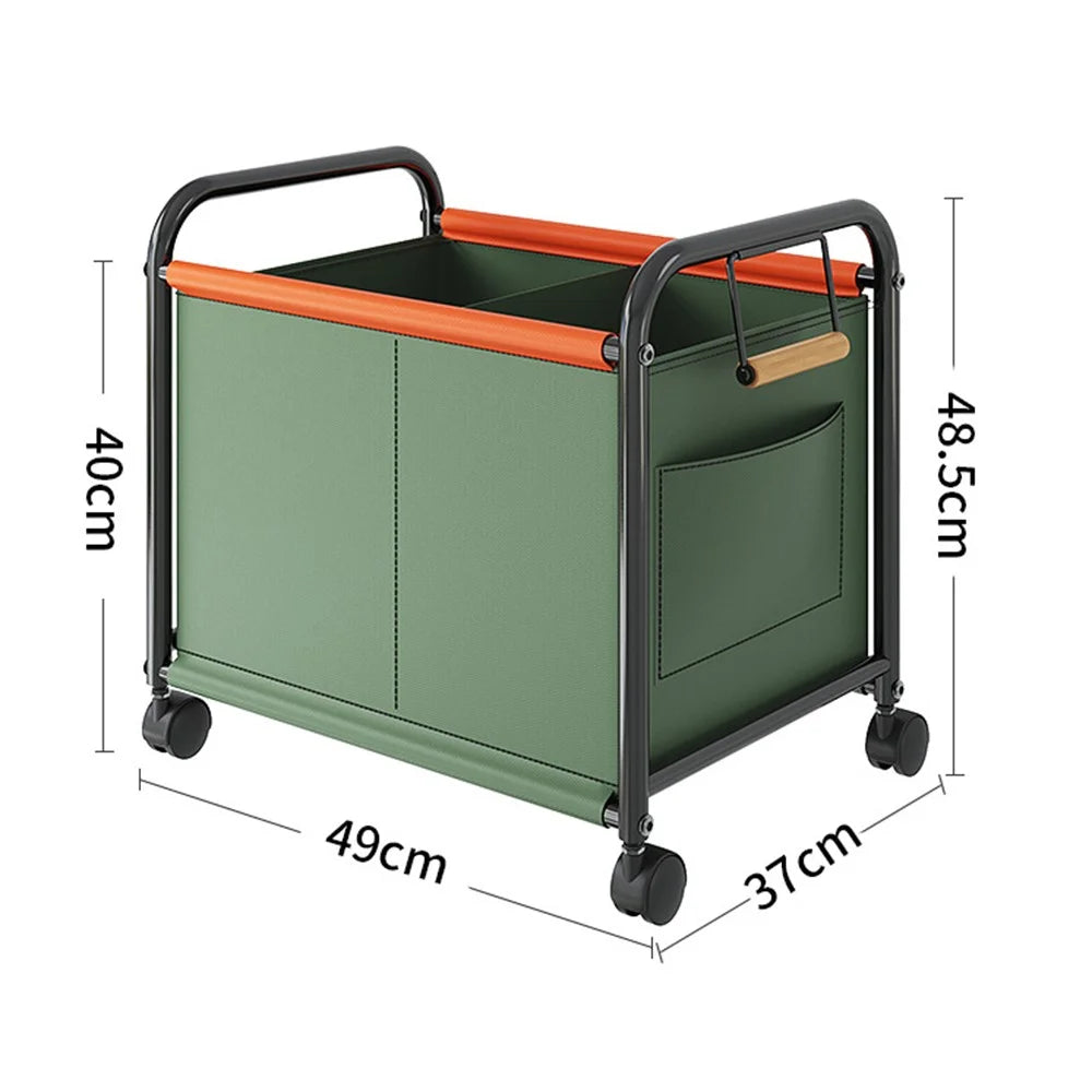 Size M Bedroom Living Room Oxford Cloth Storage Cart Toy Organizer Large Capacity Sorting Basket - Green - 2