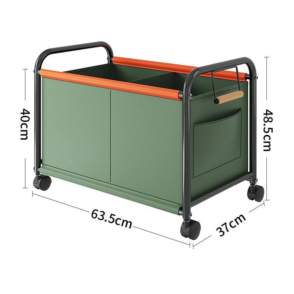 Size L Bedroom Living Room Oxford Cloth Storage Cart Toy Organizer Large Capacity Sorting Basket - Green - 2