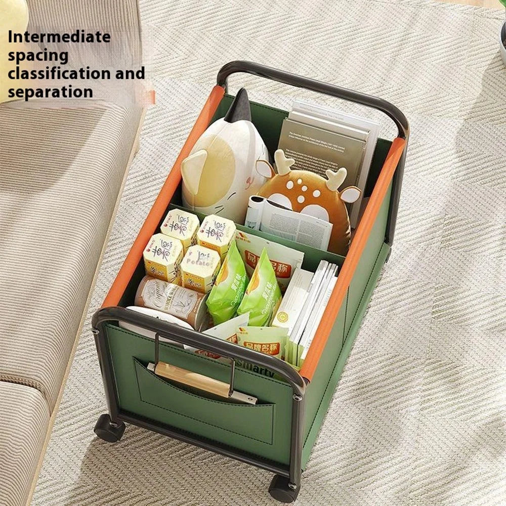 Size L Bedroom Living Room Oxford Cloth Storage Cart Toy Organizer Large Capacity Sorting Basket - Green - 4