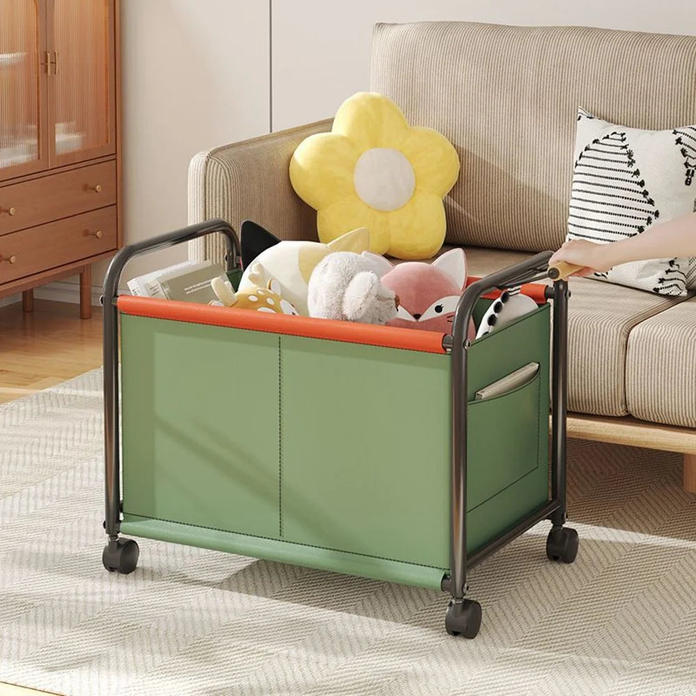 Size L Bedroom Living Room Oxford Cloth Storage Cart Toy Organizer Large Capacity Sorting Basket - Green - 5