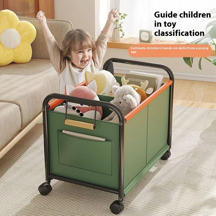 Size XL Bedroom Living Room Oxford Cloth Storage Cart Toy Organizer Large Capacity Sorting Basket - Green - 3