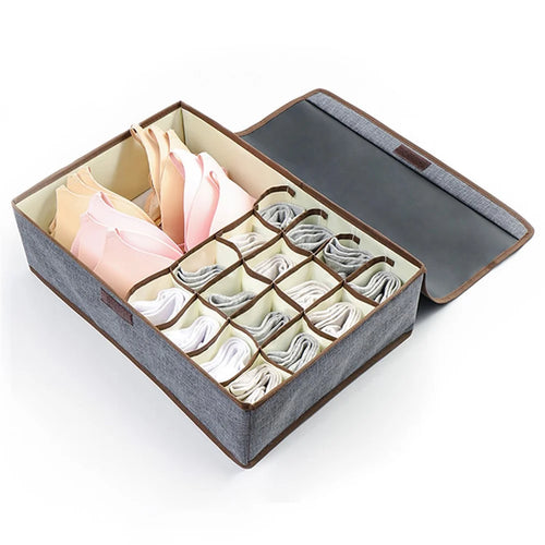 WEEKEIGHT TB-0753 Large Size 17 Grids Underwear Storage Box Bras Socks Moisture-proof Dust-proof Organizer Box - Dark Grey - 1