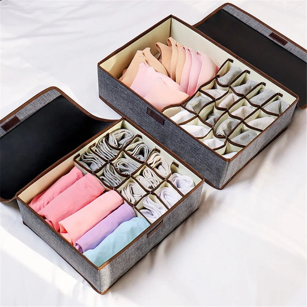 WEEKEIGHT TB-0753 Large Size 17 Grids Underwear Storage Box Bras Socks Moisture-proof Dust-proof Organizer Box - Dark Grey - 6