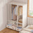 109 x 45 x 166.5 cm Assembly Dustproof Curtain Double Row Wardrobe Clothes Storage Organizer with 3 Drawers - White - 4