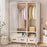 109 x 45 x 166.5 cm Assembly Dustproof Curtain Double Row Wardrobe Clothes Storage Organizer with 3 Drawers - White - 6