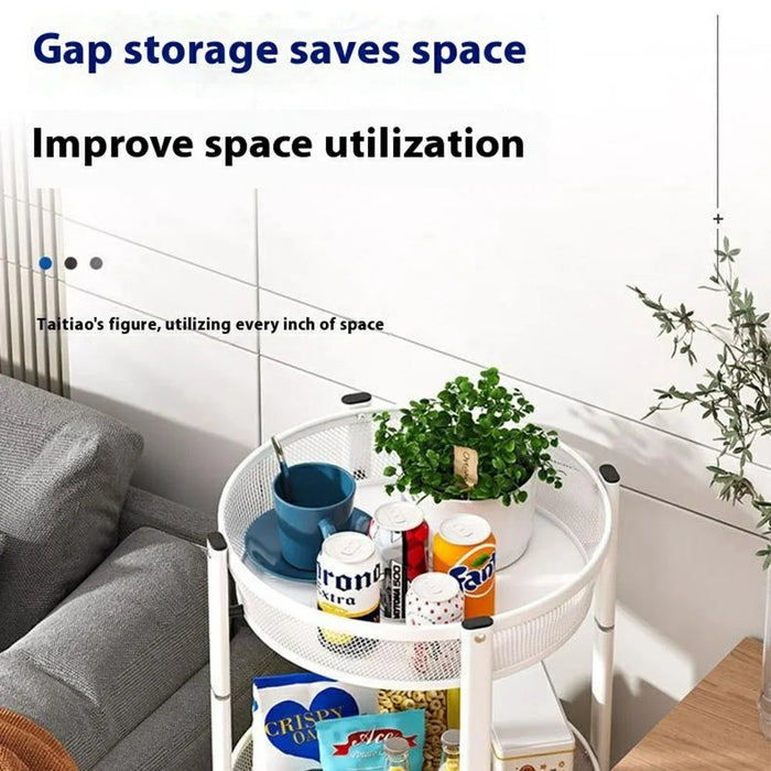 Folding Multi-Function Storage Cart Kitchen Organizer Stand 3-Tier Fruit Vegetable Basket Snack Rack - White - 4