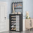 80 x 26 x 184cm 7 Tiers Storage Shelf Multipurpose Shoe Rack with Dust Cover Clothes Hanger for Entryway - Black - 2