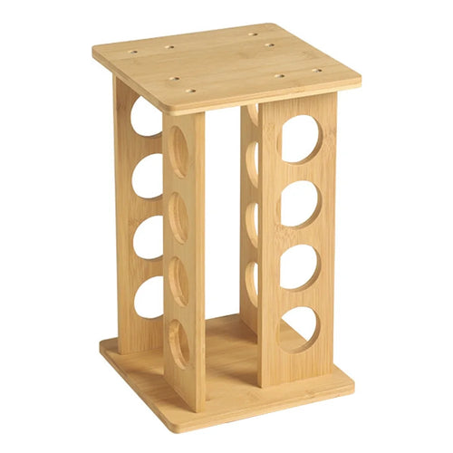 4-Tier Rotating Bamboo Spice Rack Kitchen Countertop Organizer Seasoning Bottles Storage Shelf - 1