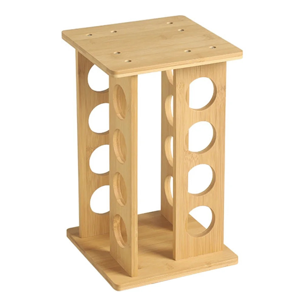 4-Tier Rotating Bamboo Spice Rack Kitchen Countertop Organizer Seasoning Bottles Storage Shelf - 1