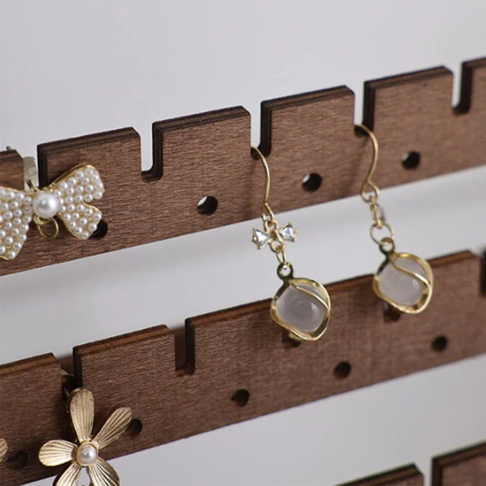 Wooden Earring Holder 7 Tier Jewelry Storage Rack Ear Studs Dangle Hoop Earrings Display Stand - 4