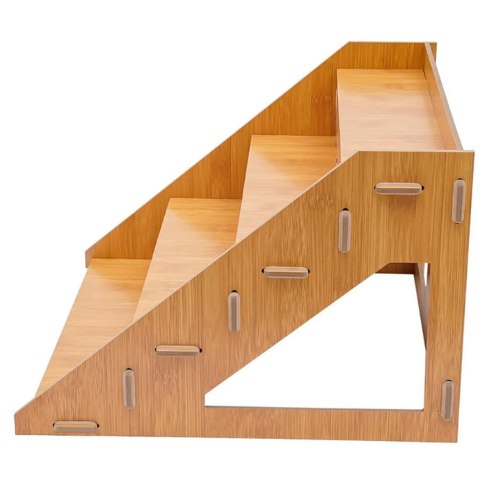 Wooden 4-Tier Display Shelf Cake Stand Flower Pot Plant Organizer Stair Shape Storage Rack - 4
