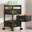 3-Tier Square Basket Kitchen Home Storage Cart Carbon Steel Rotating Shelves Fruits Vegetables Snacks Organizer - Black - 1
