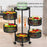 5-Tier Round Basket Kitchen Home Storage Cart Carbon Steel Rotating Shelves Fruits Vegetables Snacks Organizer - Black - 3