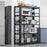 5 Tiers Foldable Kitchen Storage Rack Heavy Duty Carbon Steel Shelf for Microwave Oven with Wheels - Black - 1