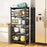 5 Tiers Foldable Kitchen Storage Rack Heavy Duty Carbon Steel Shelf for Microwave Oven with Wheels - Black - 3