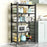 5 Tiers Foldable Kitchen Storage Rack Heavy Duty Carbon Steel Shelf for Microwave Oven with Wheels - Black - 4