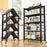 5 Tiers Foldable Kitchen Storage Rack Heavy Duty Carbon Steel Shelf for Microwave Oven with Wheels - Black - 5