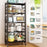 5 Tiers Foldable Kitchen Storage Rack Heavy Duty Carbon Steel Shelf for Microwave Oven with Wheels - Black - 7