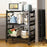 3 Tiers Foldable Kitchen Storage Rack Heavy Duty Carbon Steel Shelf for Microwave Oven with Wheels - Black - 1