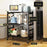 3 Tiers Foldable Kitchen Storage Rack Heavy Duty Carbon Steel Shelf for Microwave Oven with Wheels - Black - 2