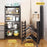 3 Tiers Foldable Kitchen Storage Rack Heavy Duty Carbon Steel Shelf for Microwave Oven with Wheels - Black - 3