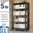 5 Tiers Foldable Carbon Steel Storage Rack for Kitchen Living Room Multipurpose Organizer Shelf with Wheels - Black - 2