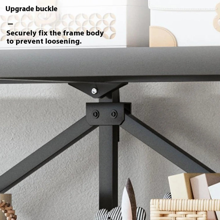 5 Tiers Foldable Carbon Steel Storage Rack for Kitchen Living Room Multipurpose Organizer Shelf with Wheels - Black - 6