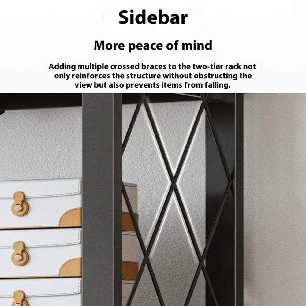 4 Tiers Foldable Carbon Steel Storage Rack for Kitchen Living Room Multipurpose Organizer Shelf with Wheels - Black - 7