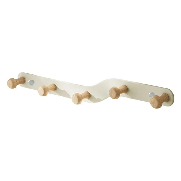 Creative Wall Mount Rack 5 Hooks No Drill Entryway Key Hanger Bedroom Door Storage Organizer - White - 1