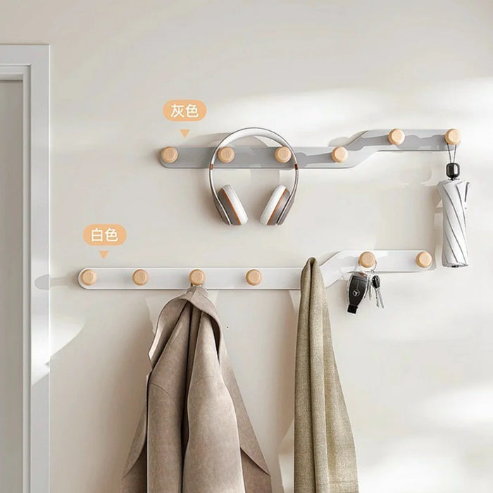 Creative Wall Mount Rack 6 Hooks No Drill Entryway Key Hanger Bedroom Door Storage Organizer - White - 2