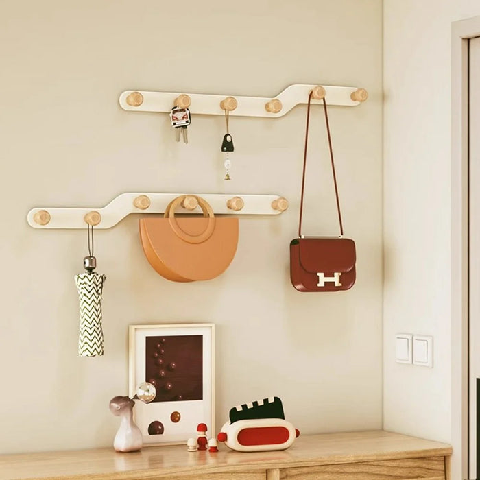 Creative Wall Mount Rack 6 Hooks No Drill Entryway Key Hanger Bedroom Door Storage Organizer - White - 3