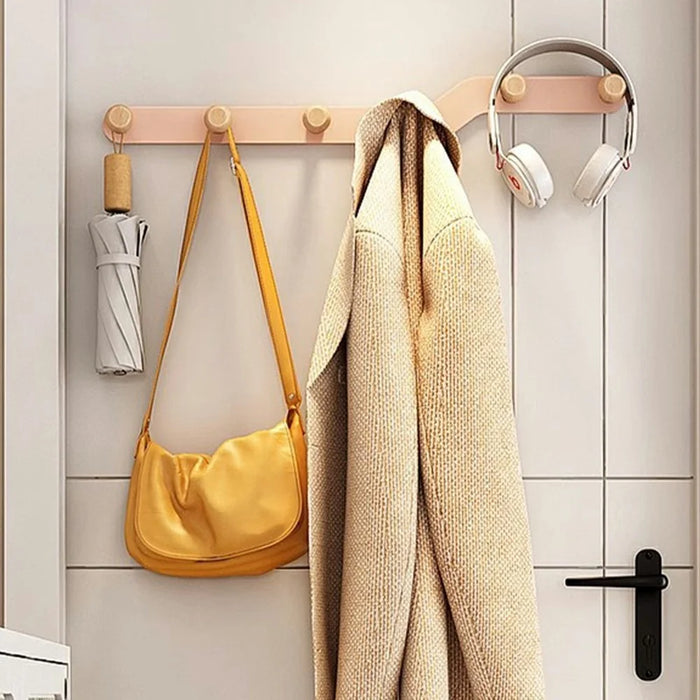 Creative Wall Mount Rack 6 Hooks No Drill Entryway Key Hanger Bedroom Door Storage Organizer - White - 4