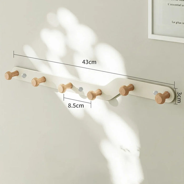 Creative Wall Mount Rack 6 Hooks No Drill Entryway Key Hanger Bedroom Door Storage Organizer - White - 7