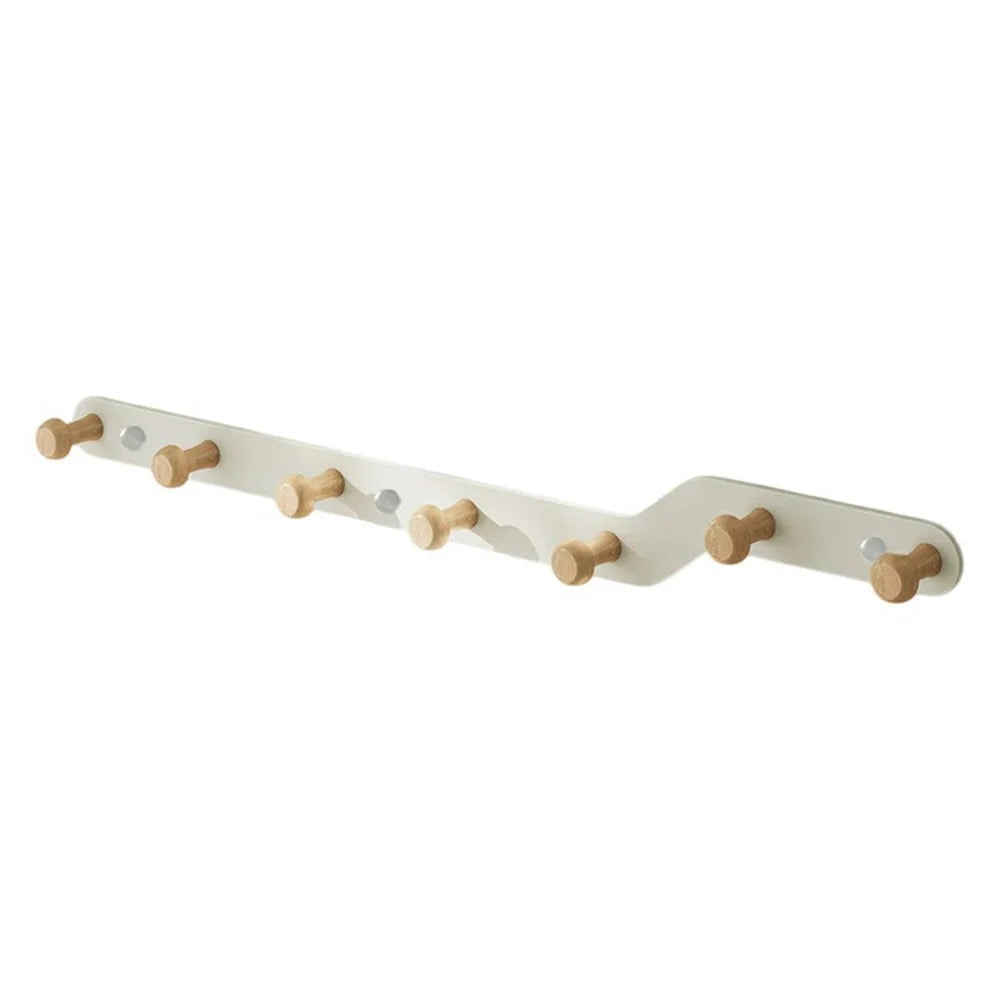 Creative Wall Mount Rack 7 Hooks No Drill Entryway Key Hanger Bedroom Door Storage Organizer - White - 1