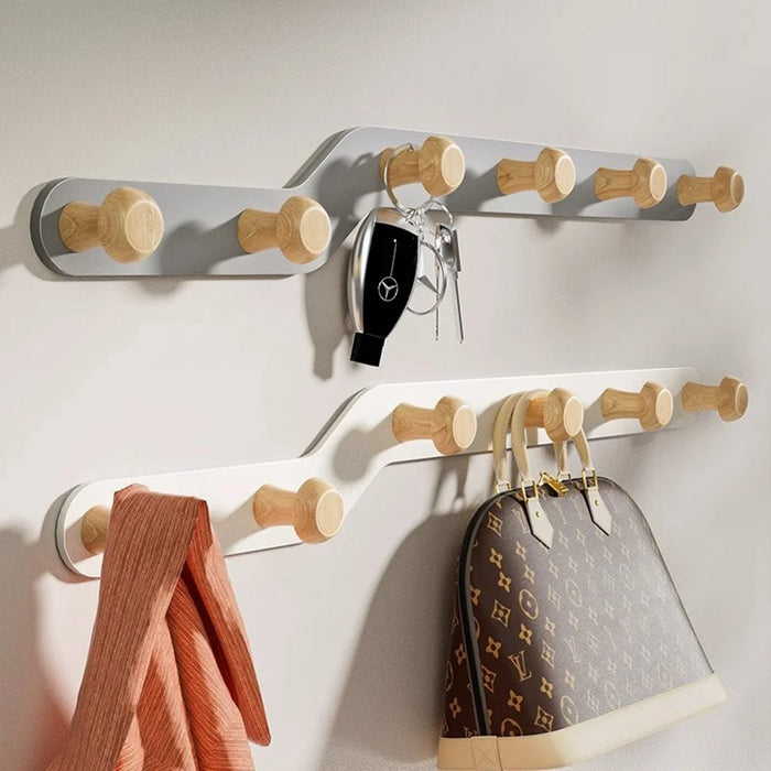 Creative Wall Mount Rack 7 Hooks No Drill Entryway Key Hanger Bedroom Door Storage Organizer - White - 3