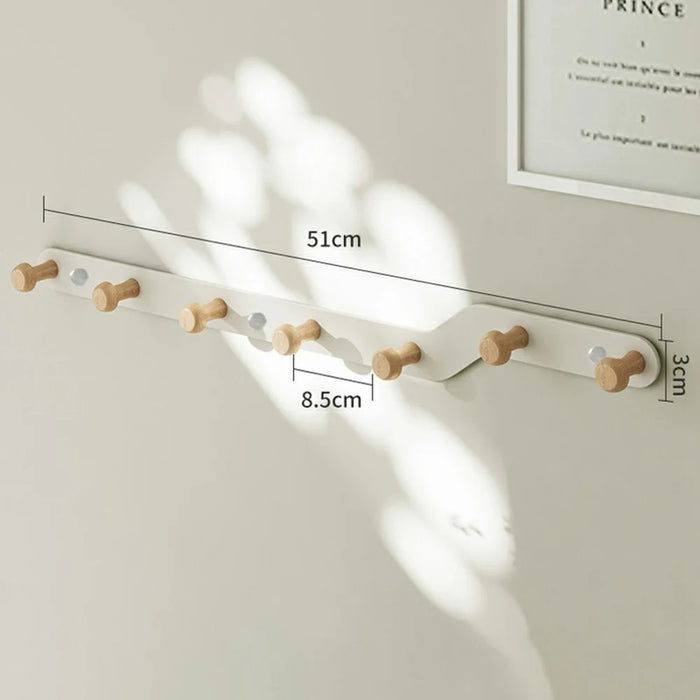 Creative Wall Mount Rack 7 Hooks No Drill Entryway Key Hanger Bedroom Door Storage Organizer - White - 6