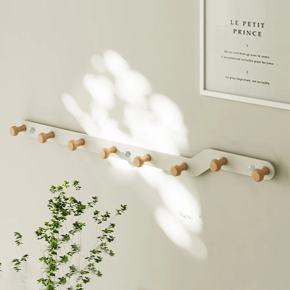Creative Wall Mount Rack 8 Hooks No Drill Entryway Key Hanger Bedroom Door Storage Organizer - White - 1
