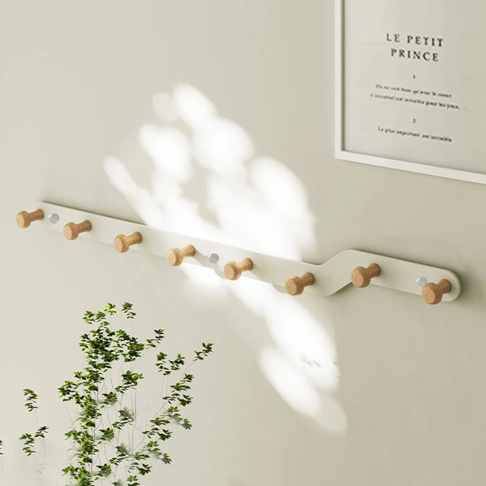 Creative Wall Mount Rack 8 Hooks No Drill Entryway Key Hanger Bedroom Door Storage Organizer - White - 1