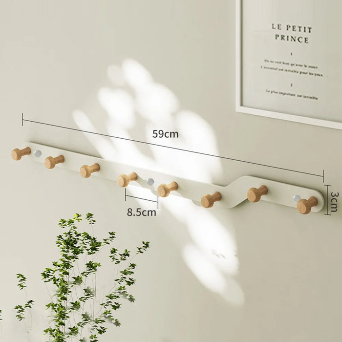 Creative Wall Mount Rack 8 Hooks No Drill Entryway Key Hanger Bedroom Door Storage Organizer - White - 2