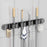 Bathroom Suction Cup Mop Holder with 4 Racks + 5 Hooks Wall Mounted No Drill Broom Holder Storage Tool Organizer - 1