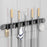 Bathroom Suction Cup Mop Holder with 5 Racks + 6 Hooks Wall Mounted No Drill Broom Holder Storage Tool Organizer - 1