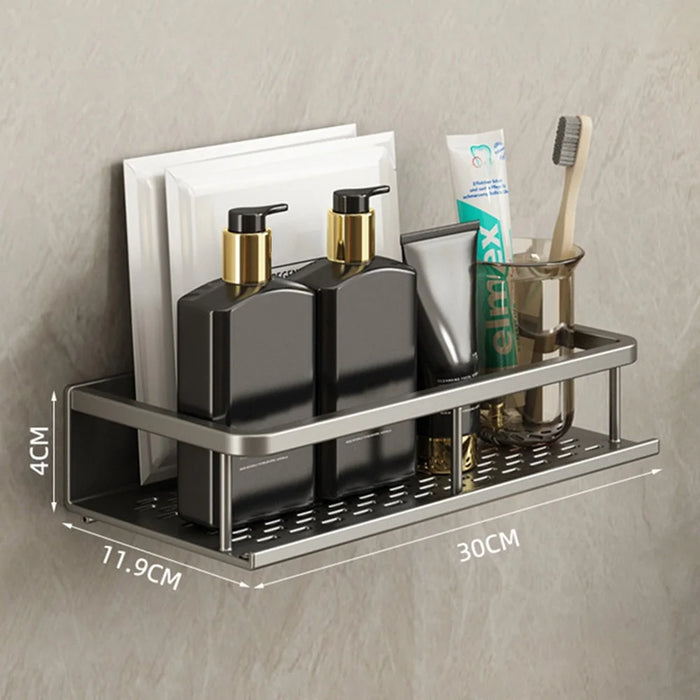 30cm Bathroom Storage Rack Wall Mounted Ventilated Draining Basket No Drill Organizer For Toiletries - 2