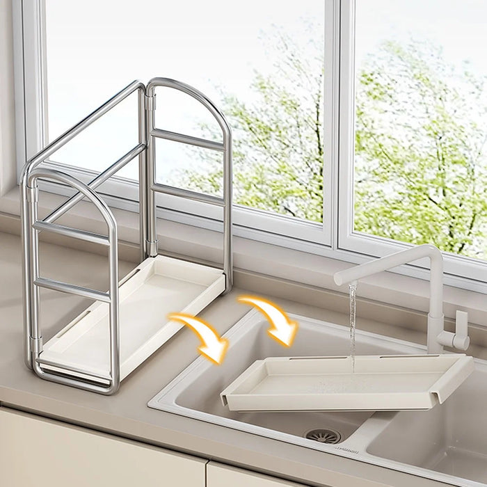 Kitchen Countertop Organizer 2 Tier 30cm Width Spice Rack Utensil Holder Knife Stand Multi-Function Storage Shelf - 2
