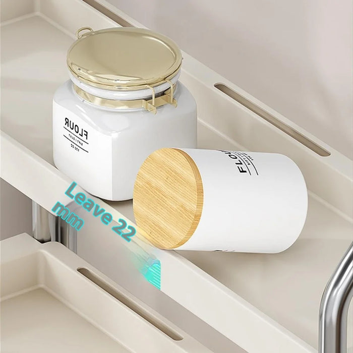 Kitchen Countertop Organizer 2 Tier 30cm Width Spice Rack Utensil Holder Knife Stand Multi-Function Storage Shelf - 3