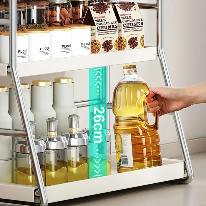 Kitchen Countertop Organizer 3-Tier 40cm Width Spice Rack Utensil Holder Knife Stand Multi-Function Storage Shelf - 4