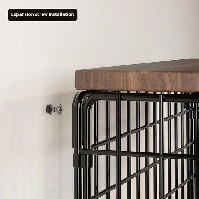 Wall Mounted Kitchen Storage Rack Small Size Iron Wood Shelf Foldable Vegetable Fruit Basket For Kitchen Balcony - 6