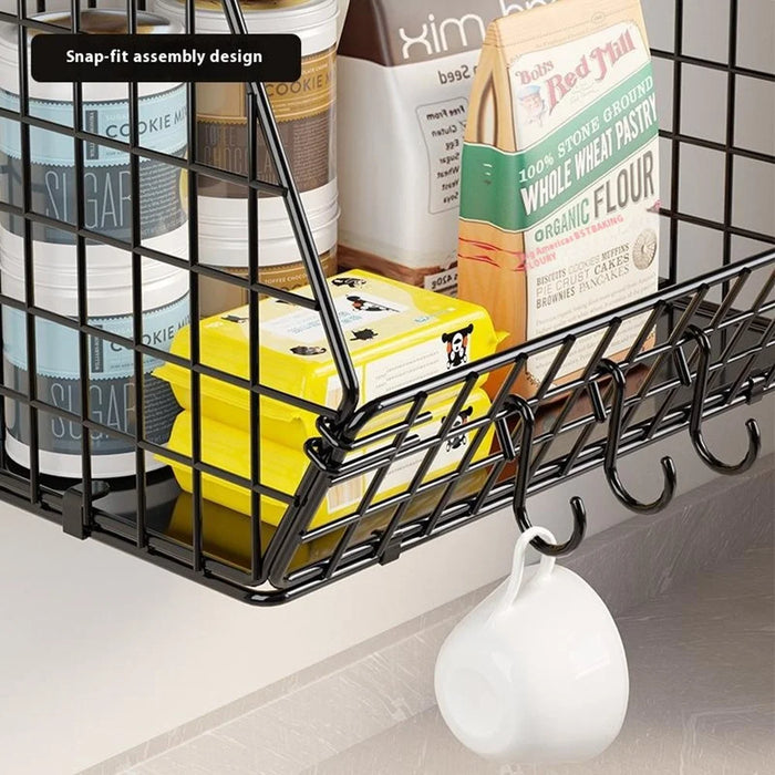 Wall Mounted Kitchen Storage Rack Small Size Iron Wood Shelf Foldable Vegetable Fruit Basket For Kitchen Balcony - 7